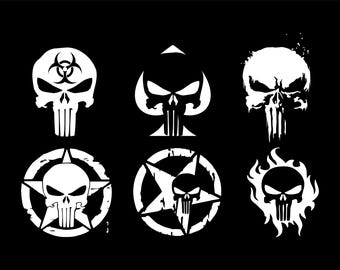 Punisher Skull Vinyl Decal Pack: Car, Laptop, Phone Stickers