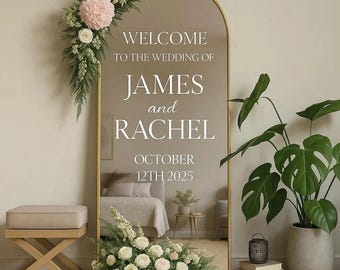 Custom Wedding Mirror Decal: Personalized Welcome Sign, Vinyl Sticker
