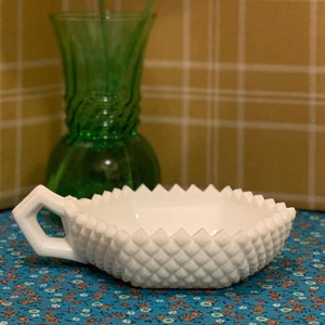 Westmoreland Milk Glass Candy Trinket Dish English Hobnail Diamond Pattern