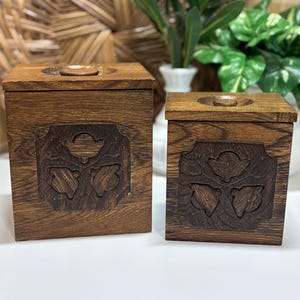 Pair of Sears Roebuck and Co Wood Canisters 1976