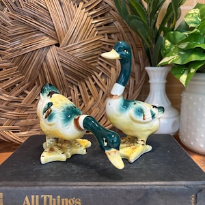 Pair of Ceramic Mallard Duck Salt and Pepper Shakers