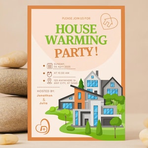 Minimalist Cream Housewarming Invitation - Contemporary Design,  Modern Invite, Housewarming Party, Neutral Theme