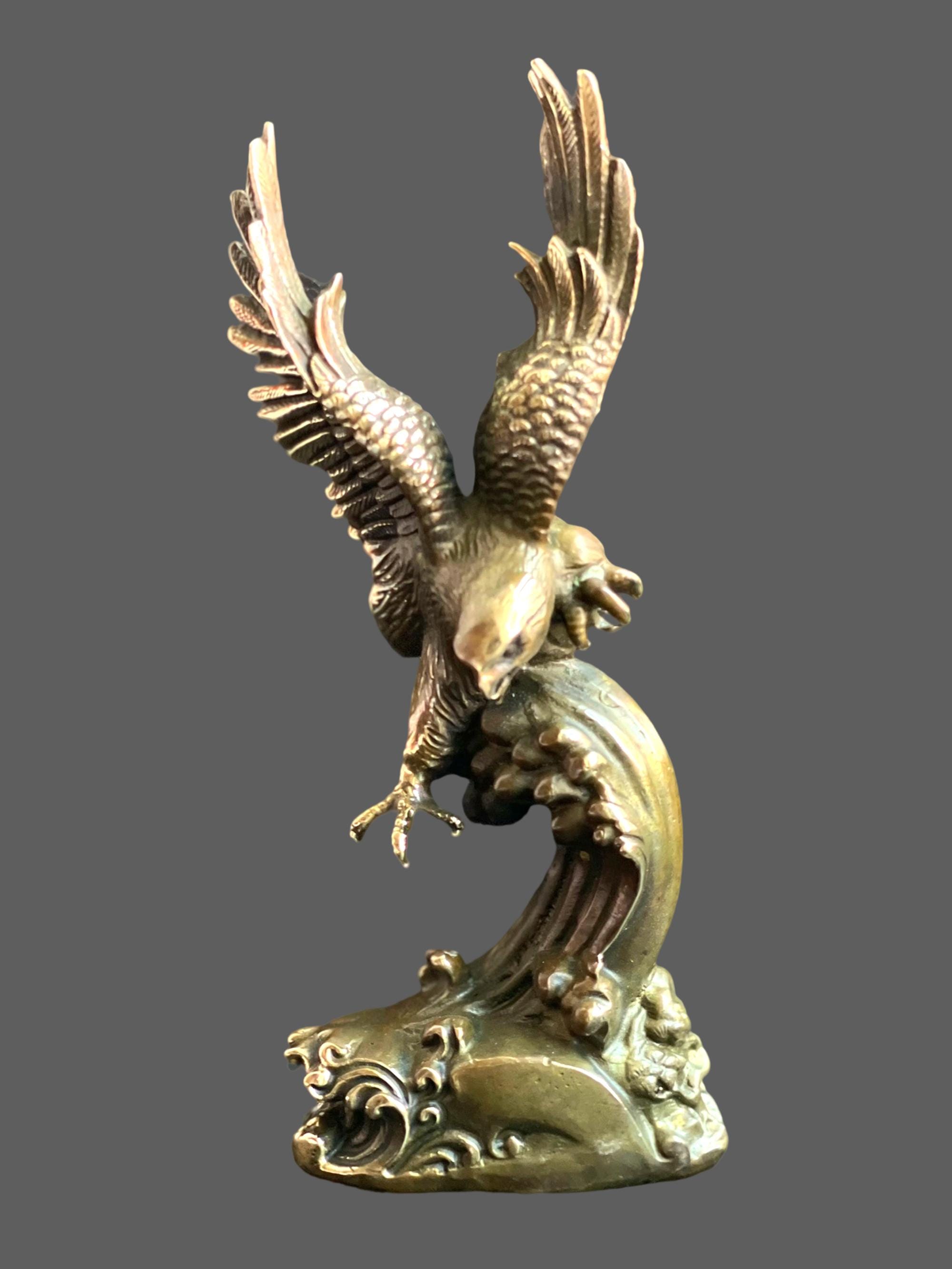 Vintage Copper Eagle Statue: Fortune, Prosperity, Majesty