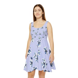 Floral Skater Dress for Women Spring & Summer Outfit Casual Garden Party Dress Cute Flowy Dress Lightweight Feminine Fashion Dresses