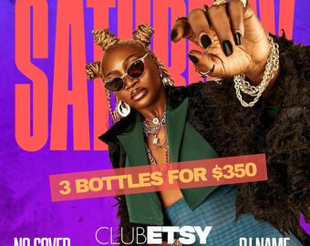 Saturday Night Flyer Template | Editable Canva | Digital Download