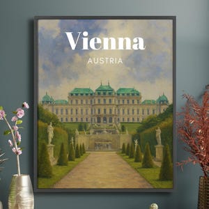 Vienna wall art Austria skyline print Vienna Capitol painting European city wall decor Austria travel poster Austria gift idea