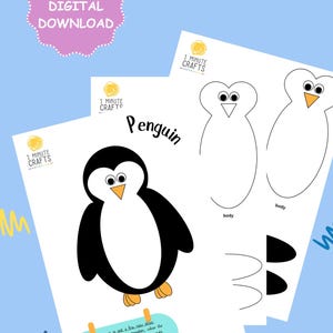 Penguin Printable Craft Template | Make a Penguin Cut and Paste Activity | Build a Penguin Art Activity Kit | Digital Download