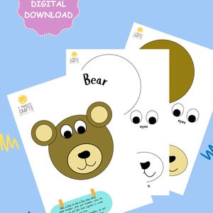 Bear Printable Craft Template | Make a Bear Cut and Paste Activity | Bear Colouring | Build a Bear Art Activity Kit | Digital Download