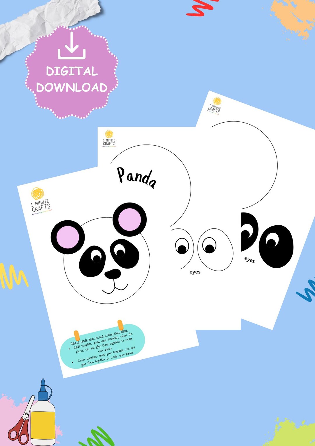 Panda Printable Craft Template | Make a Panda Cut and Paste Activity ...