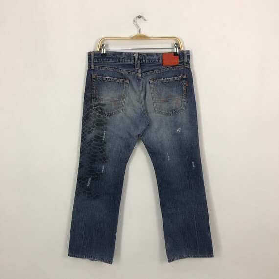 Vtg Edwin distressed patchwork Snake design jean … - image 2