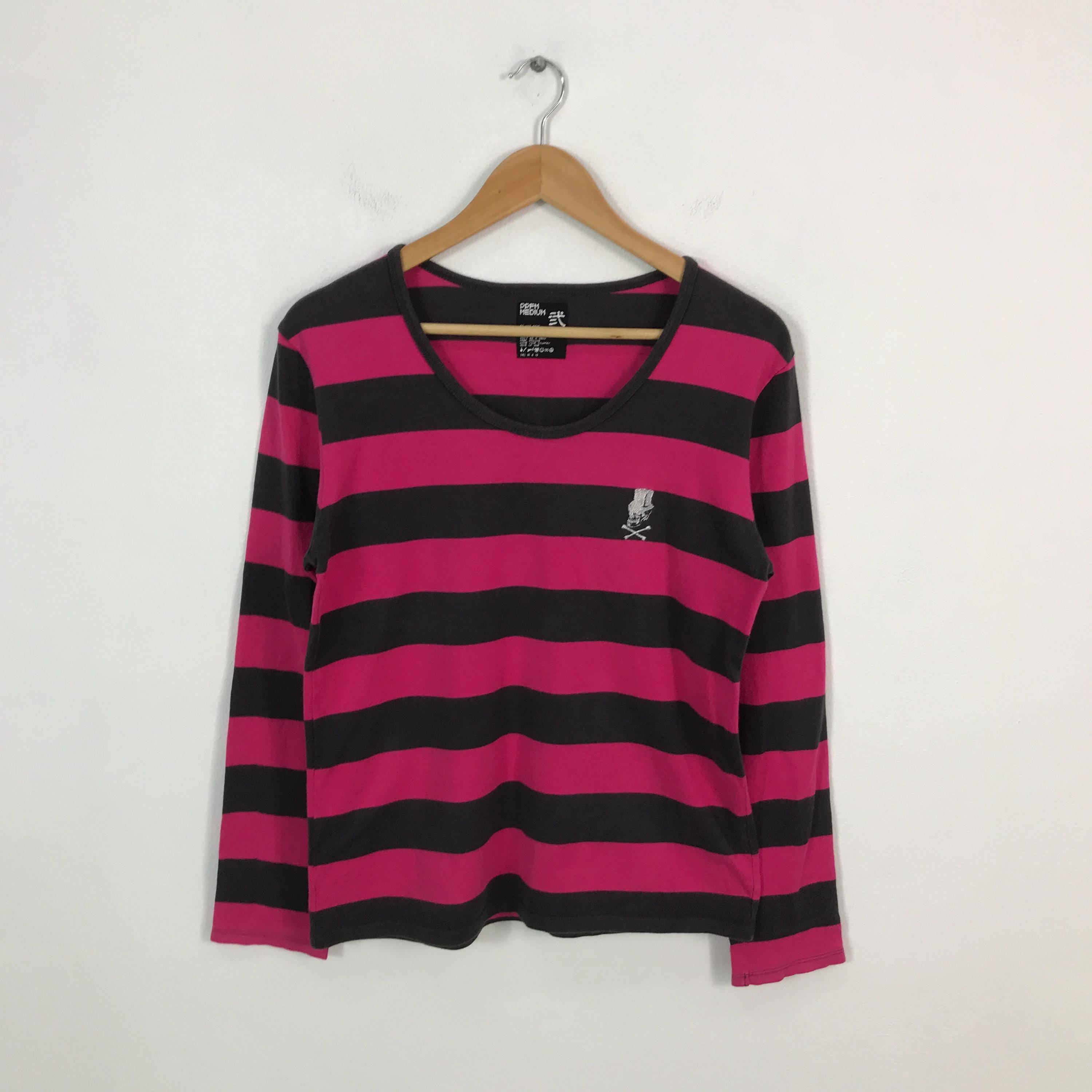 Vtg Ppfm Japan Brand Striped Long Sleeve Medium Tshirts Punk