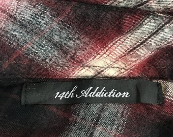 カーディガン 00s 14th addiction drape cardigan jacket Vtg 14th Addiction Tartan Punk Japan Style Double Zipper Jacket