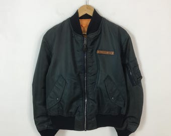 70s 80s Vintage Alpha MA-1 Reversible Bomber Jacket Made in Usa - Etsy