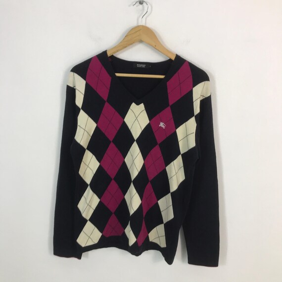Vintage Burberry Black Label Knitwear V- Neck Style Japan Burberry