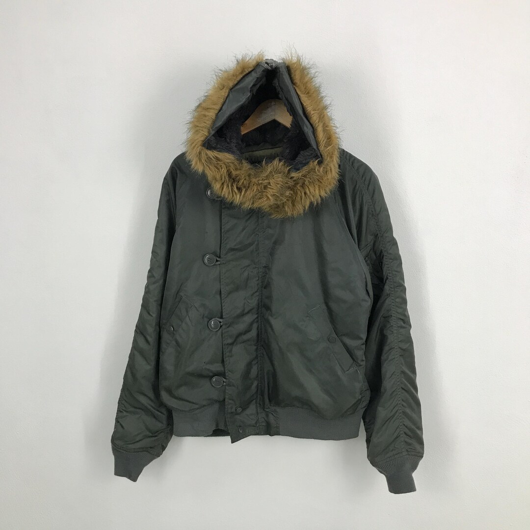 Y2k Alpha Industries Fur Hoodie Bomber Jacket Army Jacket - Etsy