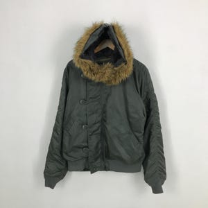Y2k Alpha Industries Fur Hoodie Bomber Jacket Army Jacket - Etsy