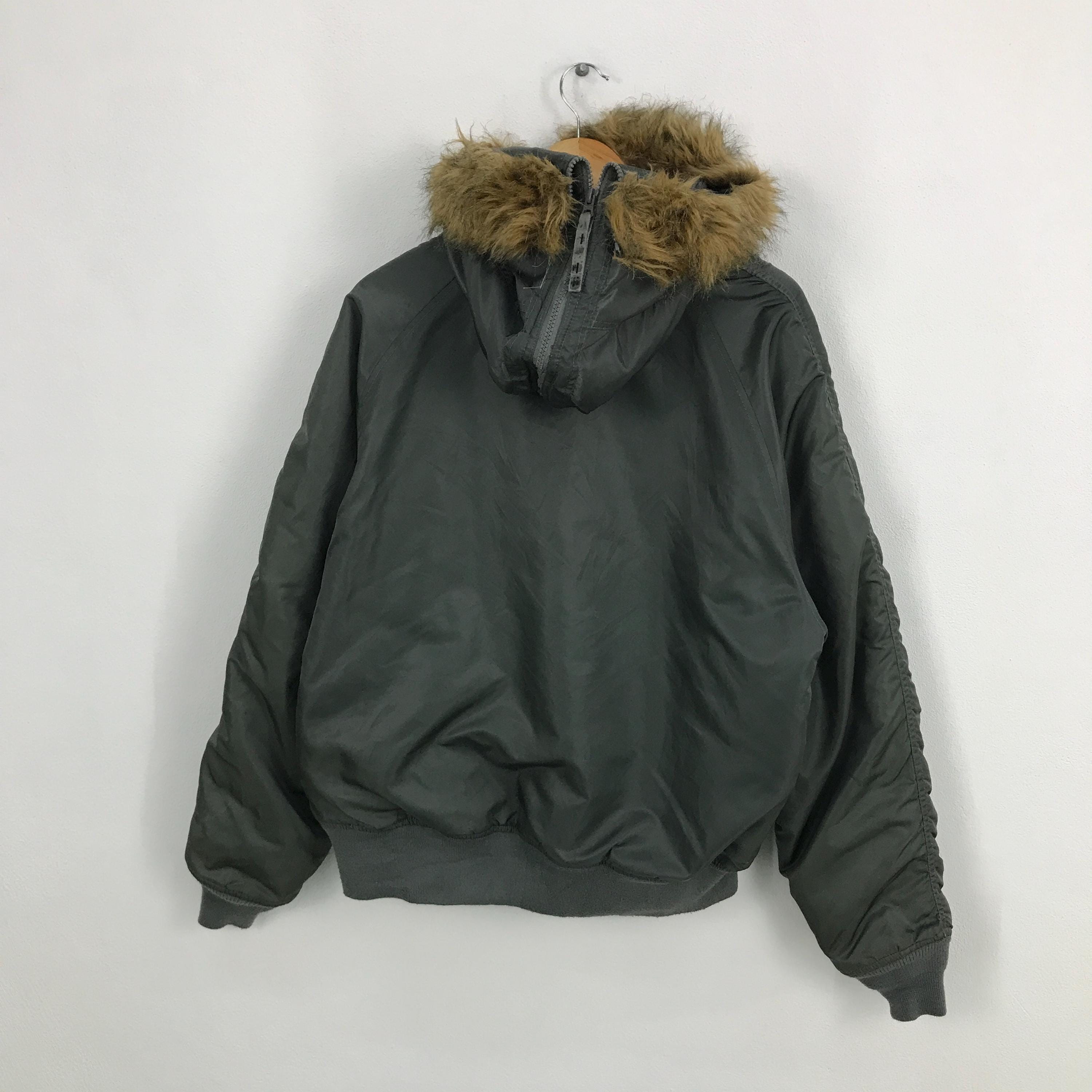 Y2k Alpha Industries Fur Hoodie Bomber Jacket Army Jacket - Etsy