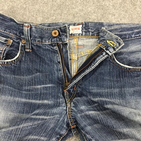 Vtg Edwin distressed patchwork Snake design jean … - image 3