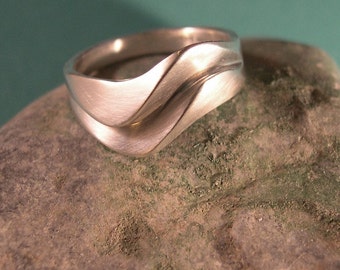 Double Wave Ring, Wave Ring, Beach Ring, Surfer Ring, Yin Yang Ring, Sterling silver