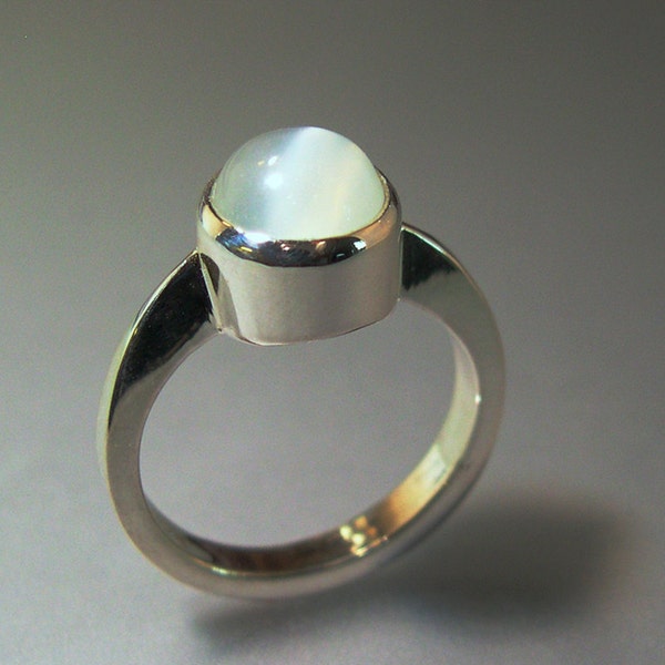 Moonstone Ring, Sculptural Moonstone Ring, Sterling Silver