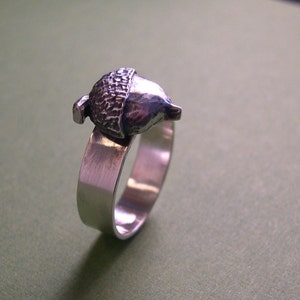 Little Acorn Ring, Big Oak ring, Strength Ring, Silver Oak Tree Ring
