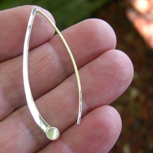 Moon Drop Earrings, Forged Moonstone Earrings, Moonstone Earrings, Sterling Silver, Fine Silver