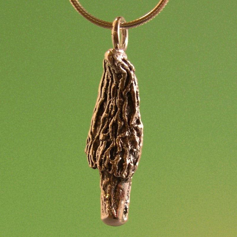 Morel Mushroom Pendant, sterling silver, for a neck chain, key chain, or just your pocket when on a mushroom hunt.