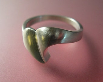 Heart Ring, Contemporary Heart Ring, Sterling Silver