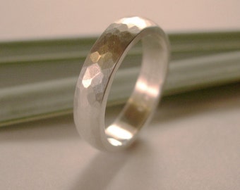 Forged Wedding Band, Forged Ring, 4.5mm Width, Sterling Silver