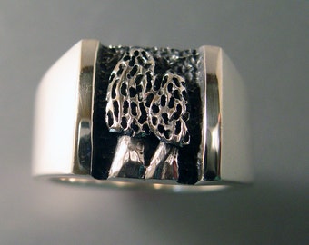 Morel Mushroom Ring, Mushroom Hunters Ring, Morel Ring, Sterling Silver