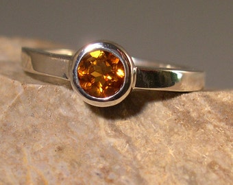 Citrine Sunflower Ring, Sunflower Ring, Sterling Silver