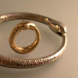14K Ouoroboros Hatchling, Baby Snake pendant, 14k Gold