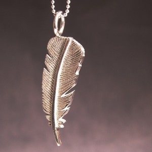 Angel Feather Necklace, Feather Necklace, Detailed Feather Pendant, Memorial Pendant, Sterling Silver