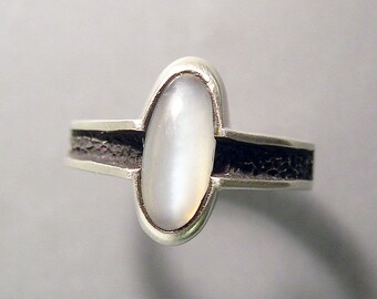 Grey White Moonstone Fancy Cut Sterling Silver Ring