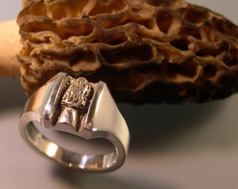 Morel Mushroom Ring, Mushroom Ring, Morel Jewelry, Sterling Silver