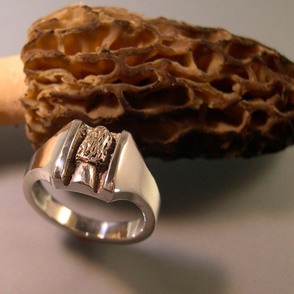 Morel Mushroom Ring, Mushroom Ring, Morel Jewelry, Sterling Silver