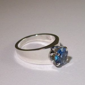 Zircon Classic Design Ring Blue Zircon Ring Sterling Silver - Etsy