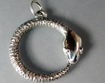 Snake Pendant, Snake Necklace, Ouroboros Pendant, Silver Ouroboros Necklace