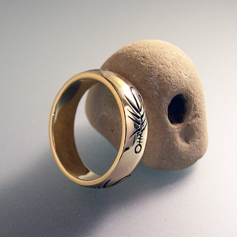 Gold Fly Fishing Ring Wedding Band Fishing wedding Band Etsy