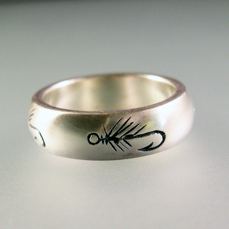 Fly Fishing Ring Fly Fishing Wedding Band Fishing Ring Etsy