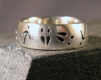 Deer Track, Turkey Track Wedding Band,Deer Track Nature Ring, Deer and Turkey Track Ring, Comfort Fit, Sterling Silver