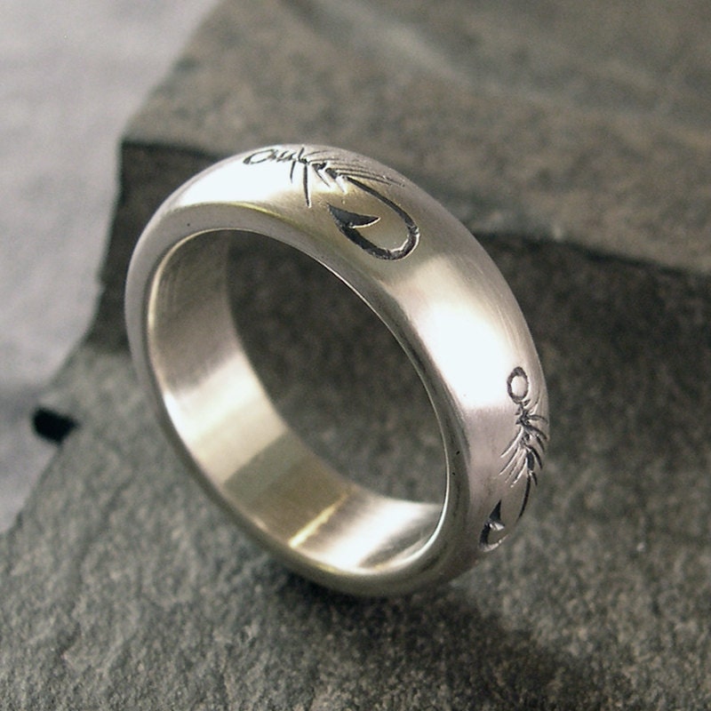 Fly Fishing Ring Fly Fishing Wedding Band Fishing Ring Etsy