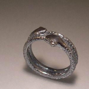 Ouroboros Twins Ring, Ouroboros Ring, Snake Ring Sterling Silver