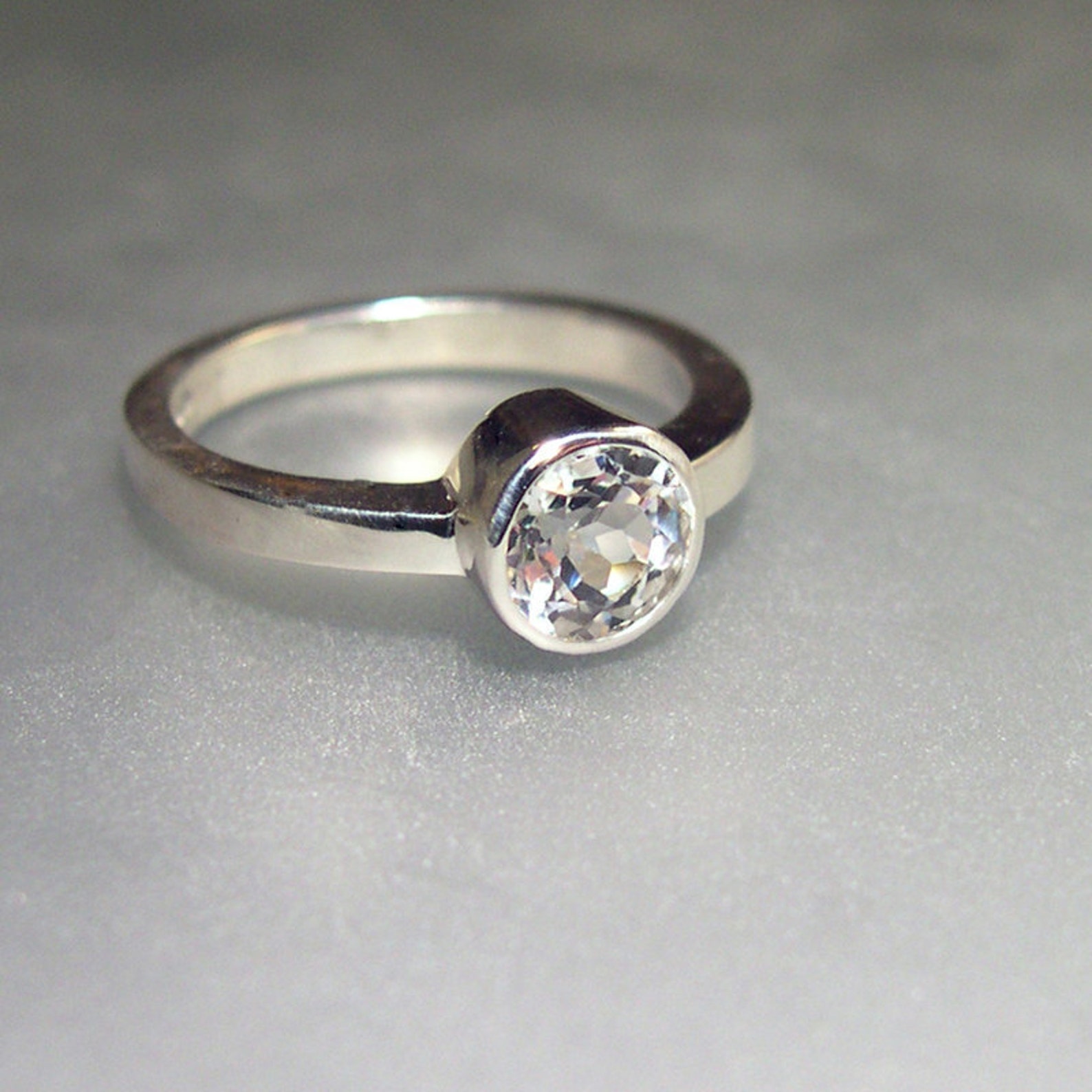 White Topaz Stackable Ring, White Topaz Ring Sterling Silver - Etsy