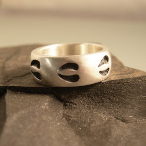 Track ring elanden, elanden track sieraden, Hunters elanden track ring, elanden track trouwring, elanden track zilveren band
