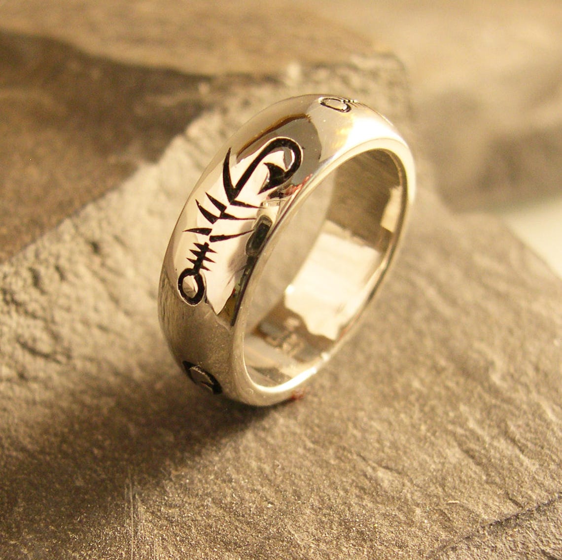 Fly Fishing Ring 14k White Gold Fly Fishing Ring Fishing Etsy