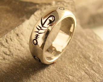 Fly Fishing Ring, 14k White Gold Fly Fishing Ring, Fishing Wedding Band, Nature Ring