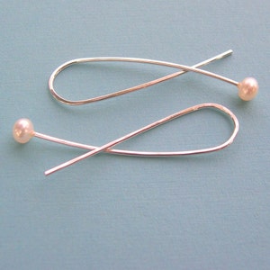 Forged Pearl Dangle Earrings, pearl Forged Drop Earrings, Silver Forged Pearl Earrings