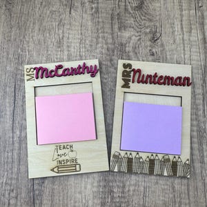 Gepersonaliseerde post-it-houder - gepersonaliseerd cadeau leraar - bureauopberger