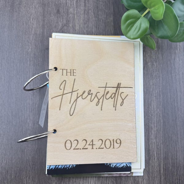 Personalized Wooden Wedding Card Holder Book, 5x7 Keepsake Organizer